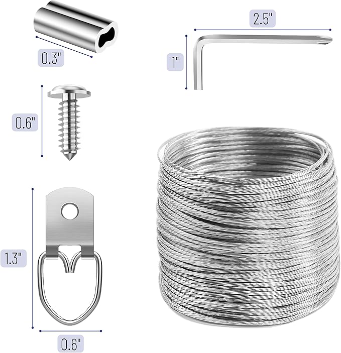 Mr. Pen- Picture Hanging Wire Kit, 100Ft Picture Wire Hanging, D Rings Picture - Image 3