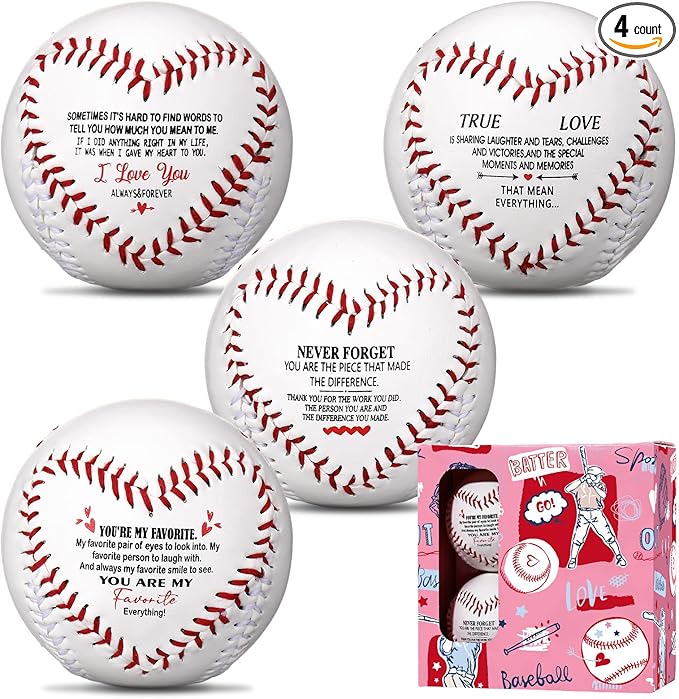 Jenaai 4 Pcs Baseball Season Gift for Him Senior Night Romantic Baseball Fan Gift with Inspirational Messages Game Day Sports Keepsake for Boyfriend Husband Coach Player Appreciation Easter Basket