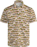 HUURAY Funny Golf Polos for Men Funny Print Short Sleeve Shirts Quick Dry Polo Shirts Hawaiian Shirt Performance Golf Outfits