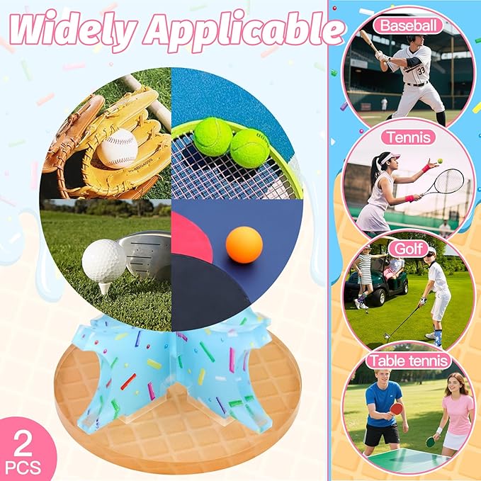 Ice Cream Baseball Holder for Balls - Novelty Baseball Display Stand for Souvenirs & Autographed Balls - Cute Desktop Baseball Case Decor for Boys Room & Kids Gifts, Single Ball Support