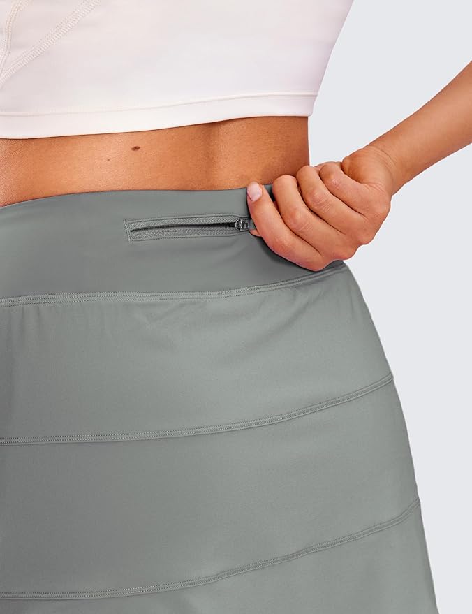 CRZ YOGA High Waisted A line Golf Skirts for Women - Mini Lined Tennis Casual Work Skorts with 3 Pockets
