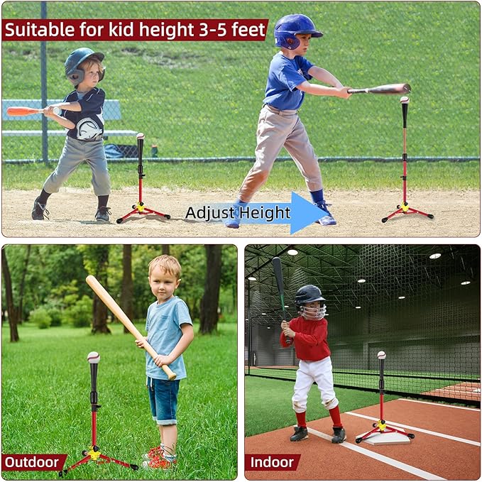 23.5 to 39.76 Inches Baseball Tee for Kids, Batting Tees for Baseball with Carry Bag, Portable Stable Tanner Tee, Baseball Training Equipment Aged 5-12, Softball Tee for Batting and Hitting