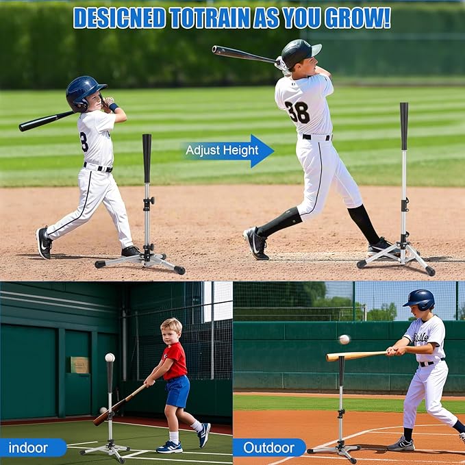 Storgem Baseball and Softball Tee,Batting Tee for Kids,Baseball Tees for Hitting,T Ball Training Stand,Easy Height Adjustment