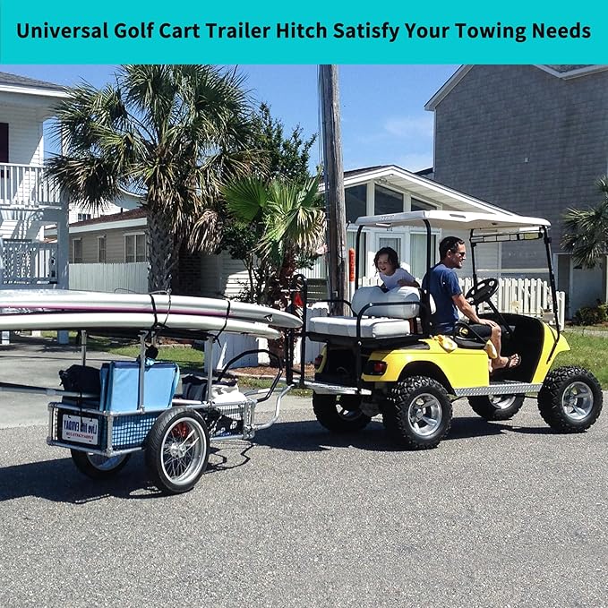 10L0L Golf Cart Rear Seat Safety Grab Bar & Trailer Hitch with Receiver Universal Fits Yamaha,Club Car, EZGO,Street Legal Heavy Duty Grab Bar w/Triangle Safety Sign
