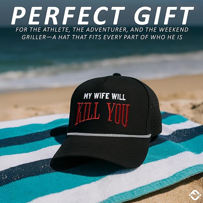 Funky Junque Performance Waterproof Golf Rope Hat – Cool Breathable Workout 5 Panel Snapback Cap for Men