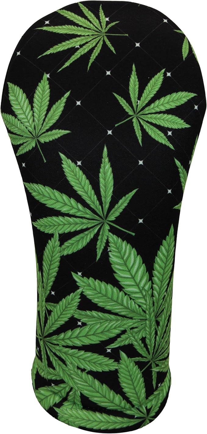 Black Marijuana Leaf | Golf Club Headcover | Driver Fairway Hybrid-Sold Separately | Handmade in USA by BeeJos