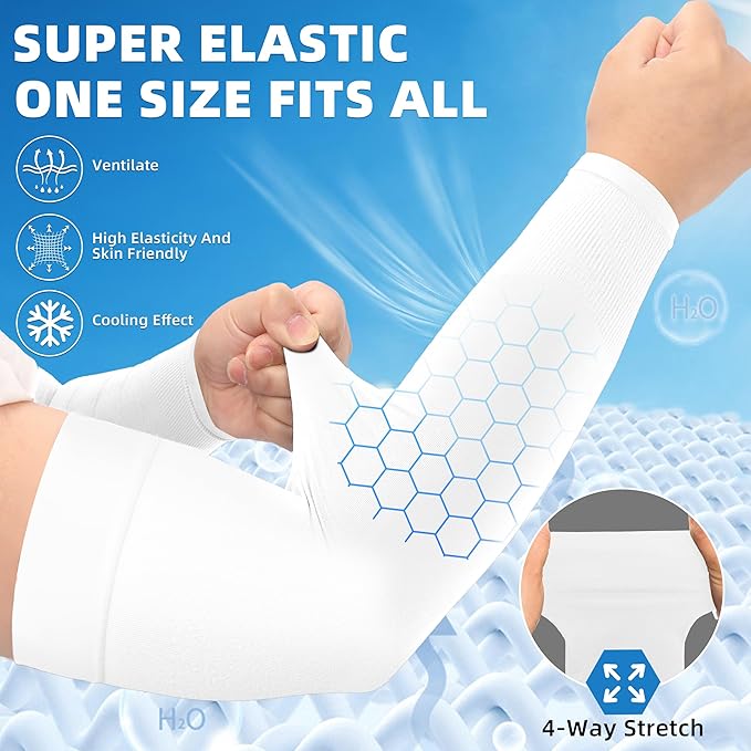 BHYTAKI UV Sun Protection Arm Sleeves, UPF 50 Sports Cooling Arm Compression Sleeves for Men Women Teenager
