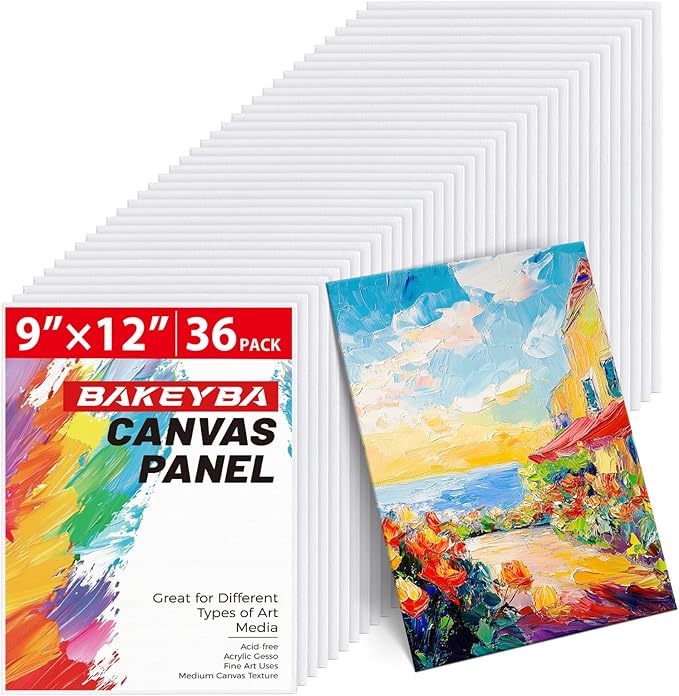 Canvas Boards 36 Pack, 9x12 Inch White Blank Painting Canvas Panels, 100% by Unknown