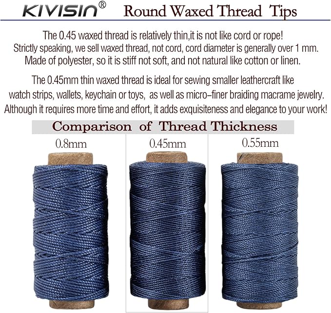 Round Waxed Thread 0.45mm 12 Neutral Colors, Thin Cord Wax Coated 3 Ply - Image 5