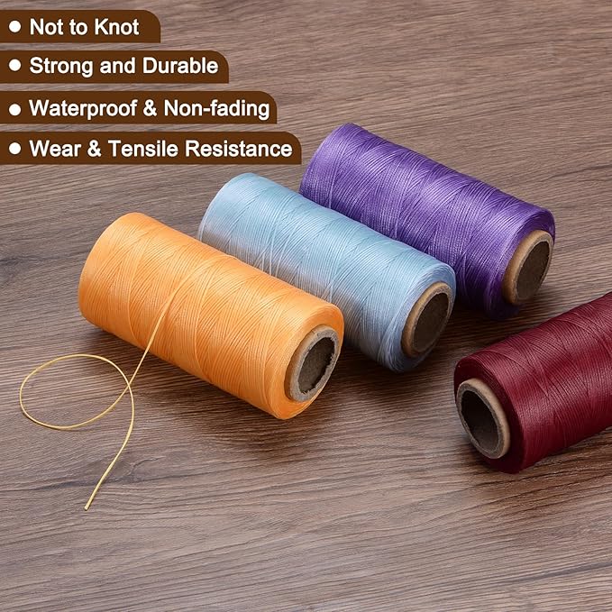 Uxcell 150D 0.8mm Flat Waxed Thread, 284 Yards, Lotus Pink, Leather Sewing - Image 5