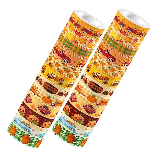 12 Rolls Thanksgiving Washi Tape Set, Maple Leaf Patriotic Decorative Paper - Image 4