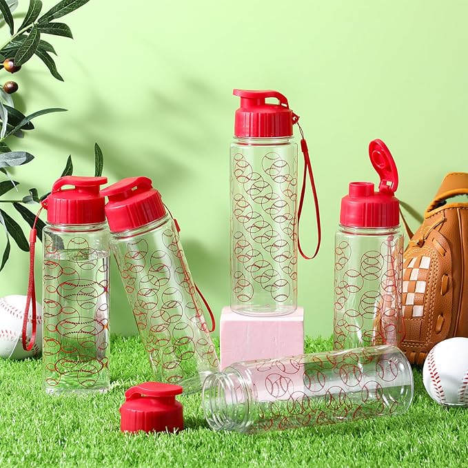 Funnymoom 12 Pcs 17 oz Baseball Sports Bottles with Leak Proof Flip Top, Reusable Plastic Water Bottles for Baseball Team Gift Accessories, Sports Party Favors Supplies