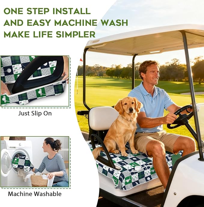 Golf Cart Seat Covers Club Car Golf Cart Accessories 4 Pockets Golf Carts Seat Towel Blanket for Men Women Golf Cart Decor