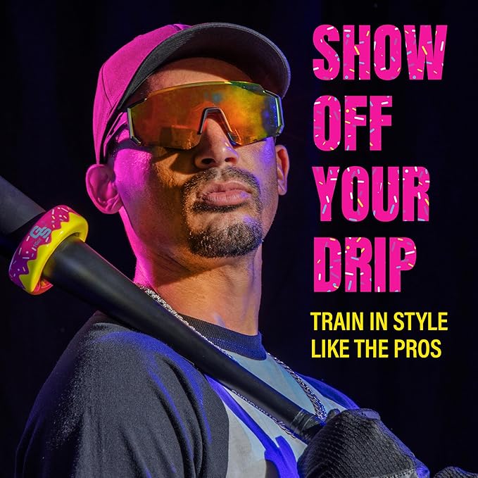 GoSports Baseball and Softball Bat Donut - 16 oz Baseball Drip Bat Weight for Youth and Adult - Blue or Pink