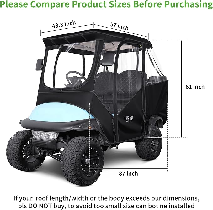 10L0L Upgrade 4 Passengers Golf Cart Enclosure for Club Car Precedent - Short Roof Deluxe 600D Enhanced Waterproof Windproof Transparent Golf Cart Driving Rain Cover with 4 Heavy Duty Zippers
