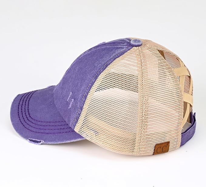 C.C Ponycap Messy High Bun Ponytail Adjustable Glitter Mesh Trucker Baseball Cap