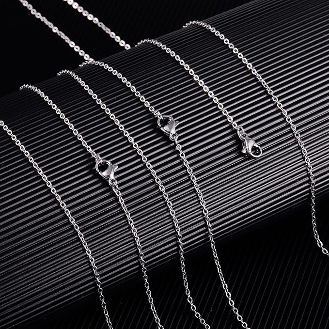 Wholesale 12 PCS Genuine Stainless Steel Fine Cable Chain Necklace Chains Bulk - Image 3
