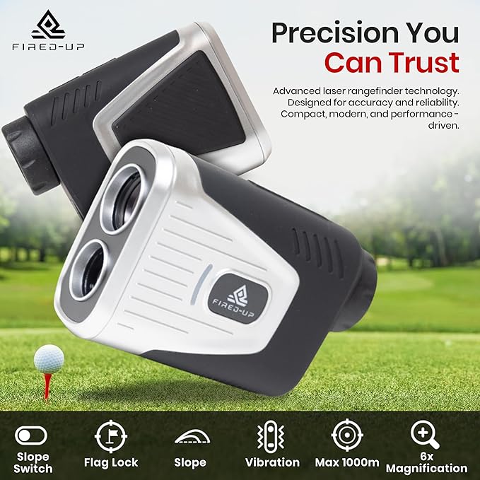 Golf Rangefinder with Slope - Rechargeable Golf Laser Range Finder with Tour Modes, Flag Lock Vibration, Scan Targeting - 6X Magnification Scope - Yards, Meters, Feet Distance Finder for Golfers
