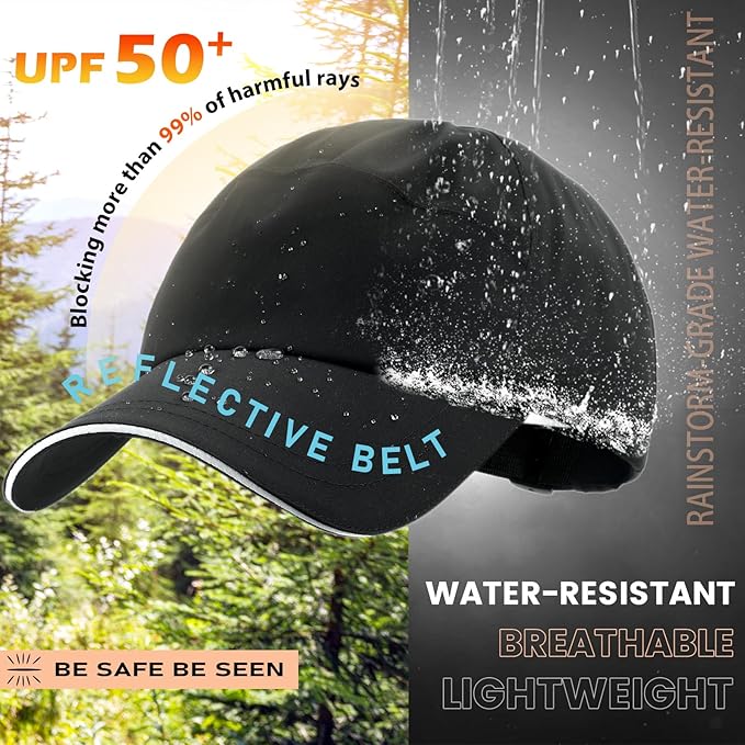 Mens Water-Resistant Baseball Cap Womens Rain Hat Foldable Outdoor Running Sun Fishing hat