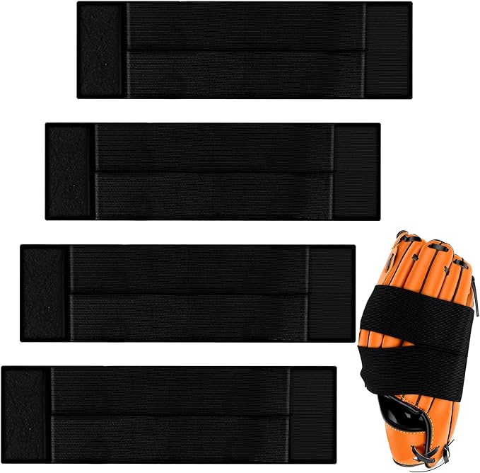 Glove Wrap Band, 4 PCS Baseball Glove Strap, Softball and Baseball Glove Strap Elastic Glove Wrap Softball Baseball Glove Accessories for Quickly Keep the Pocket Formed Fit All Gloves