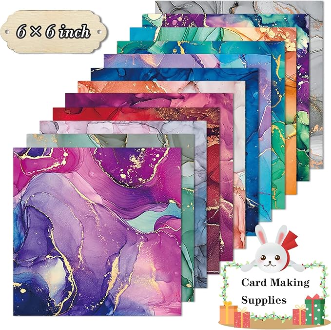 YASMEN Scrapbook Paper Pad 6×6, Marbled Pattern Watercolor Paper, 24 Sheets - Image 2