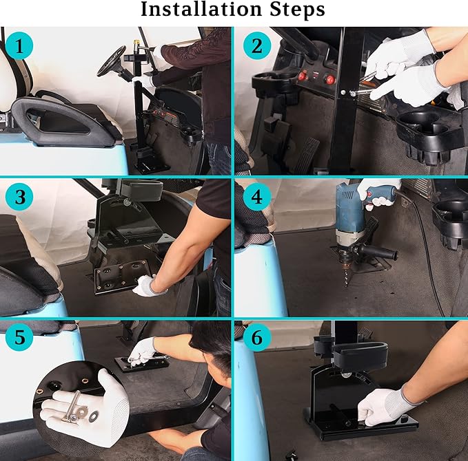 10L0L Universal Golf Cart Gun Holder for EZGO, Club Car, Yamaha, and UTV, Stand-Up Adjustable Floor Mount Gun Rack with Quick Release, Rifle & Hunting Gun Storage Accessory