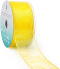 CT CRAFT LLC Sheer Organza Wired Ribbon 2.5" x 50Yards Yellow by CTCRAFTLLC