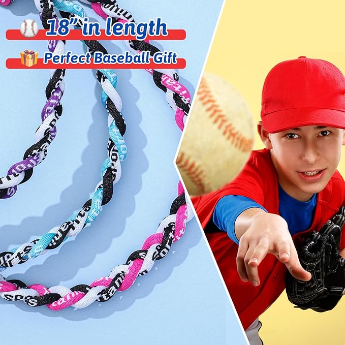 Junkin Baseball Necklaces Three Braided Rope Titanium Necklace for Fans Team Gifts Boys Men Player Softball Sports