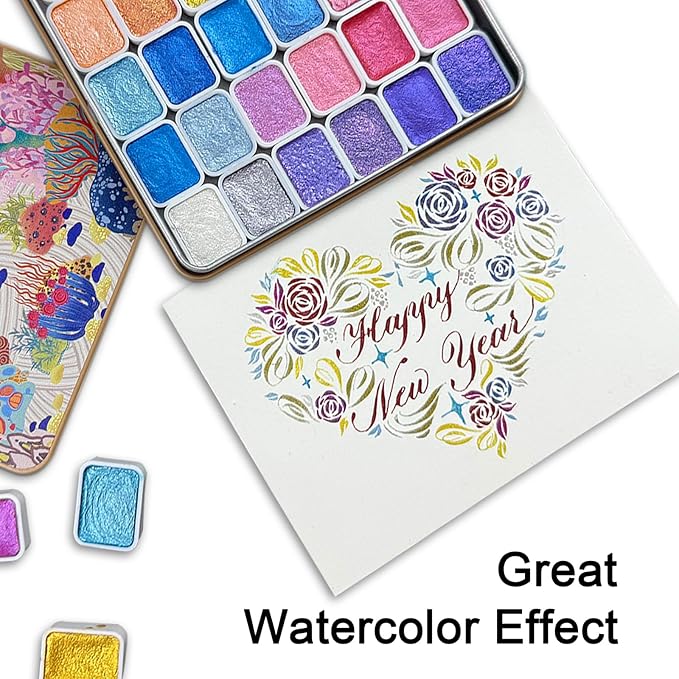 Mini Shifting Watercolor Paint Set, 30 Color Glitter Watercolor Painting Kit - Image 5