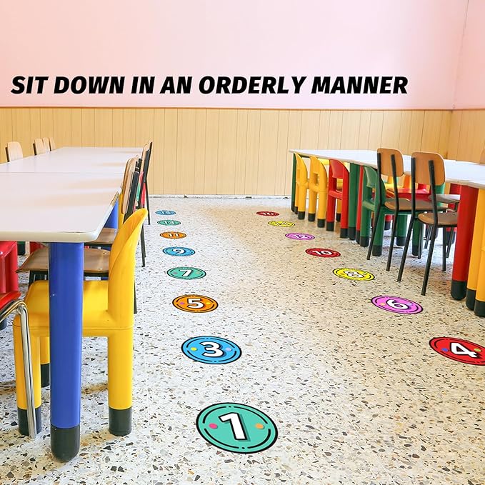 40PCS Line Up Spots for Classroom Floor, 6” Floor Numbers Stickers for Back to - Image 6