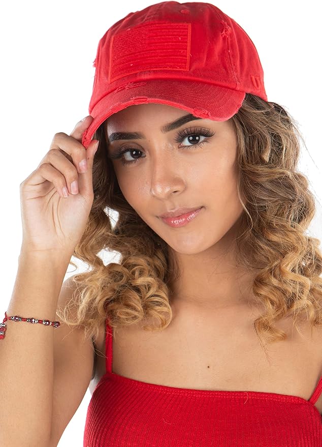 Funky Junque Distressed Vintage Baseball Cap - Embroidered Patch Women's Hat - Holiday, Lifestyle & Patriotic Designs