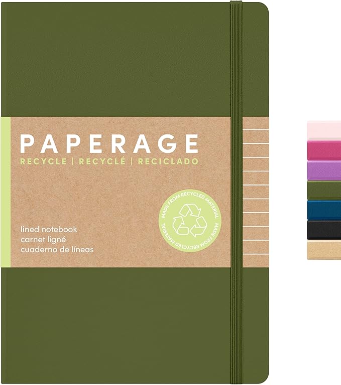 PAPERAGE Recycled Lined Journal Notebook, 160 Pages, Medium 5.6 in x 8 in by PAPERAGE