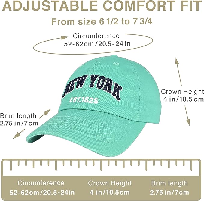 Elidan NY Dad Hat New York EST.1625 Cotton Cap, Adjust Buckle Strap, Unstructured Low-Profile NY Baseball Cap for Men & Women