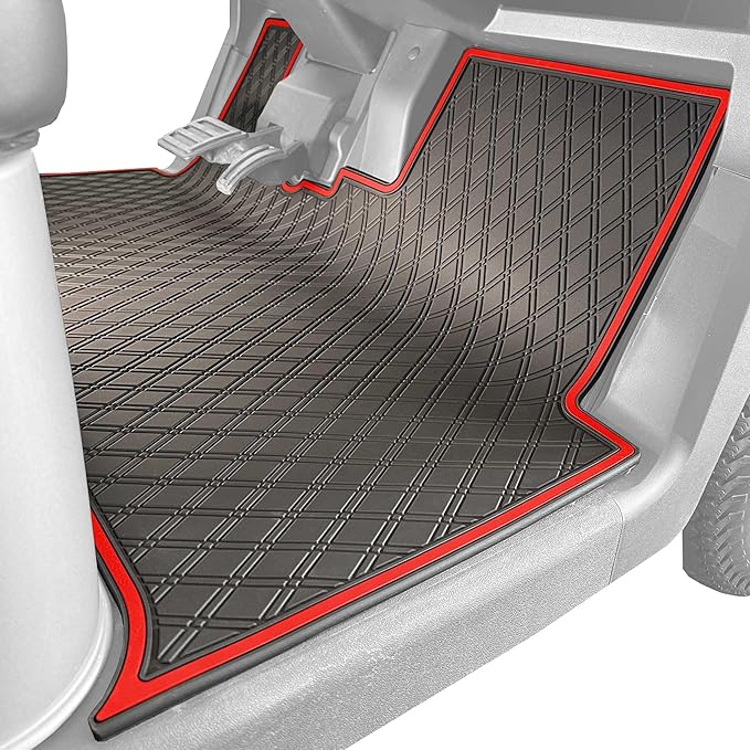 Xtreme MATS Floor Mat Liner for Golf Carts - Fits E-Z-GO RXV (2024+) / Valor (2024+) and Elite - Custom Fit Durable Rubber Golf Car Floor Mat - Red Trim
