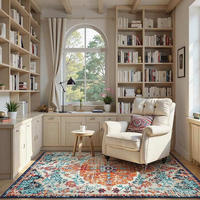 Lahome Bohemian Floral Medallion Area Rug - Image 8