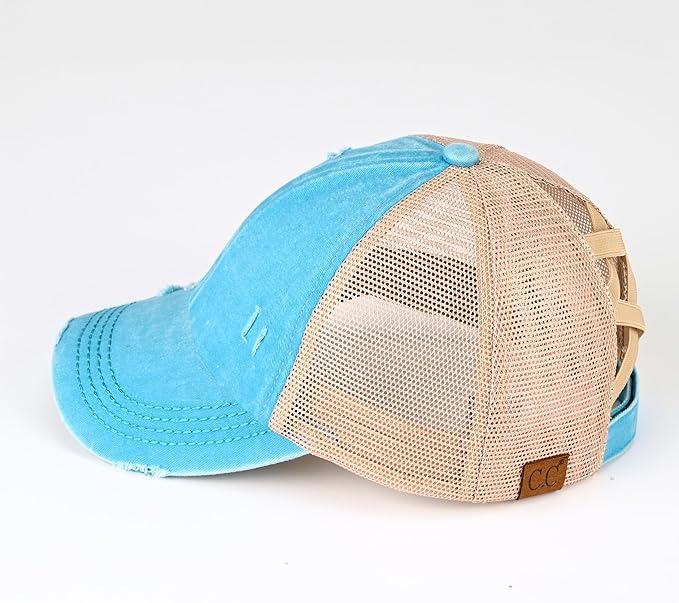 C.C Ponycap Messy High Bun Ponytail Adjustable Glitter Mesh Trucker Baseball Cap