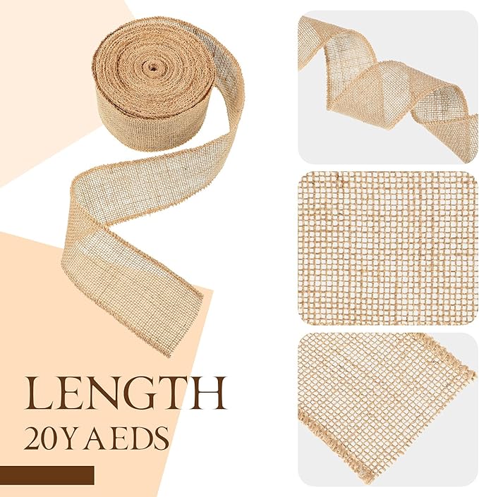 20 Yard 2 Inches Burlap Ribbon Wide Jute Ribbon Natural Burlap Fabric Roll - Image 7