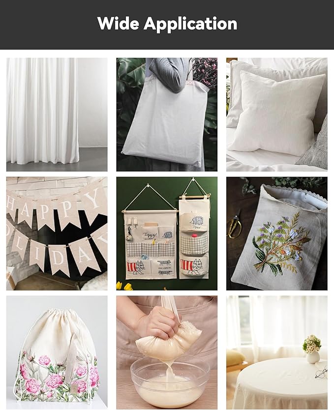 HOTGODEN Medium Weight 100% Cotton Muslin Fabric: 63 inch x 5 Yards Unbleached - Image 6