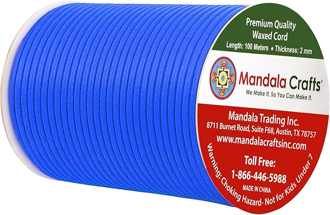 Mandala Crafts 2mm 109 Yards Sapphire Blue Cotton Waxed Cord - Image 2