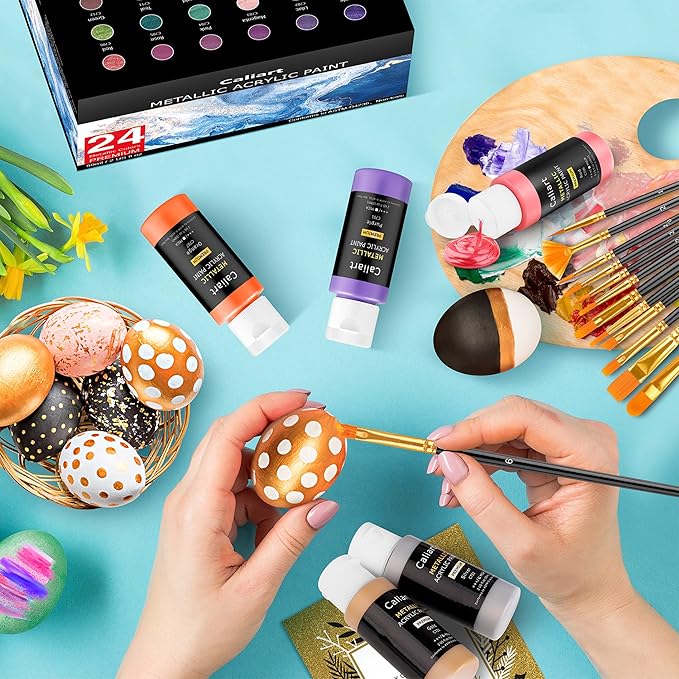Acrylic Paint Set With 12 Brushes, 24 Colors Art Craft Paints - Image 6