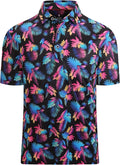 SAMERM Golf Shirts for Men Super Stretch Jacquard Dry Fit Golf Polo Moisture Wicking Short Sleeve Polo Shirts for Men