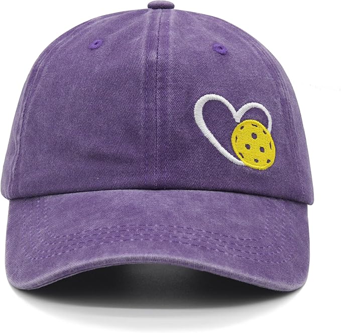 Pickleball Hat for Women Men, Adjustable Embroidered Heart Pickleball Baseball Cap