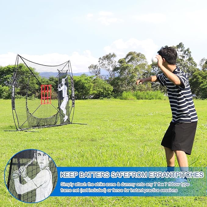 Baseball Softball Batter Dummy,Pitching Target,with Adjustable Strike Zone Attachment,Pitching Aid for Improved Accuracy