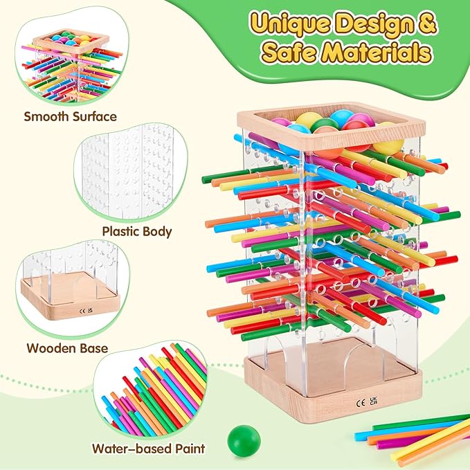 Montessori Wooden Board Games, 48 Colorful Sticks Dice Game - Image 8
