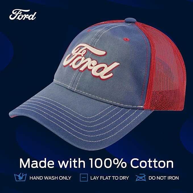 Ford Truck Hat, Logo Mesh Adjustable Baseball Cap with Curved Brim