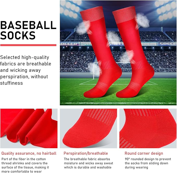 Zhanmai Baseball Belt and Socks Combo, Adjustable Elastic Belt and Softball Socks, Multiple Sizes for Youth Boys Girls, Adult