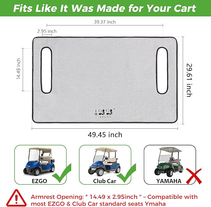 10L0L Universal Golf Cart Seat Covers/Seat Blanket for EZGO TXT/RXV & Club Car DS/Precedent, Breathable Seat Towel/Seat Cushions with Non-Slip Backing, All-Season Comfort (Not for Yamaha)