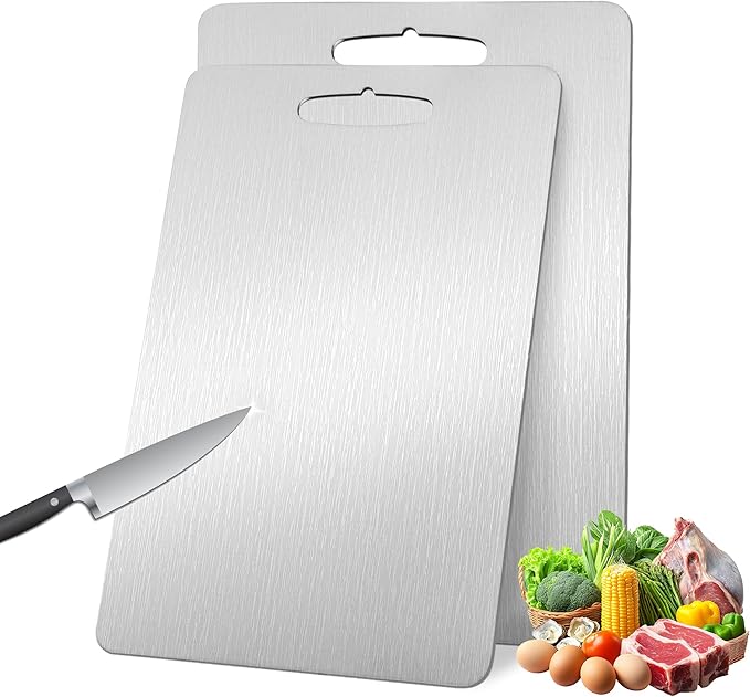 2Pack Titanium Cutting Board, 2025 New Upgrade 100% Pure Titanium Cutting Boards by Unknown