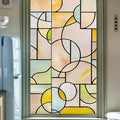 3D Stained Glass Window Privacy Film, Heat Control UV Blocking Static Cling by OHTMERU