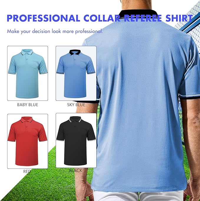 redgino Men's Baseball Softball Umpire Shirt Short Sleeve Polo Ref Jersey Referee Gear - Sized for Chest Protector
